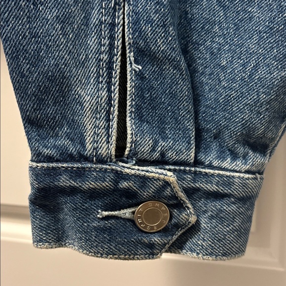 Upcycled Denim Embellished Handmade Jacket with Purple Accent Collar size M. - Picture 4 of 14